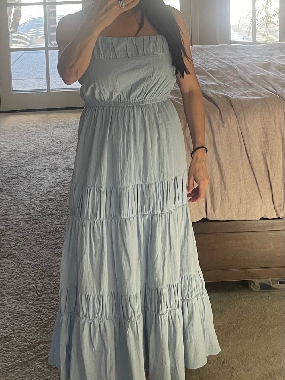 Light Blue Tiered Maxi Dress - Women